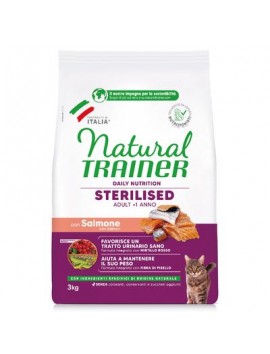 Natural Trainer Sterilised 3 Kg con Salmone Crocchette gatto